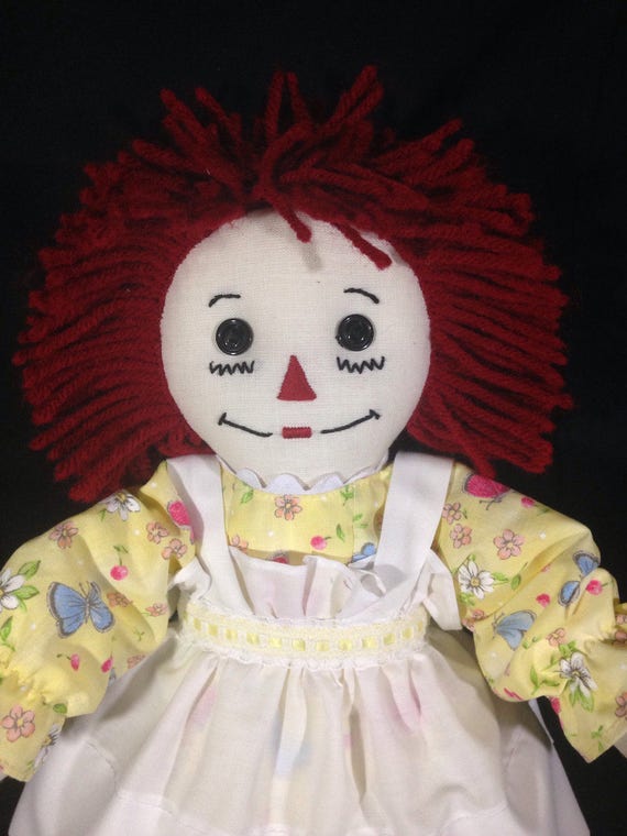 15 inch Handmade Raggedy Ann and Andy Dolls/Burgundy Hair