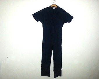 Vintage Car Mechanic's Coveralls Short Sleeve Navy Blue Jumpsuit