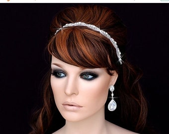 Beaded Headband , Wedding Headband , Beaded Crystal Headband , Prom Hairpiece , Bridal Headband