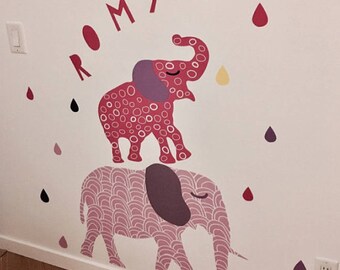 Elephant Wall Decals - Pink Elephant Fabric Wall Decals