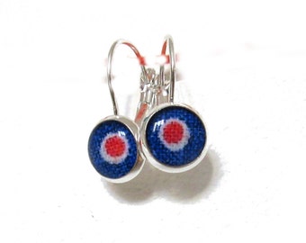 ABSTRACT ART JEWELRY - Blue red earrings - Dangle drop earrings - Minimalist jewelry - Minimal drop