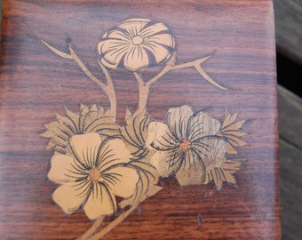 Wood Inlay Box Handcrafted in India - Wood Trinket Box - Inlay Wood Jewelry Box - Marquetry Wood Box