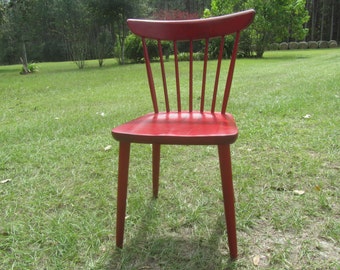Vintage chair,Nesto,Danish modern chair,Sweden,rustic modern, Scandinavian chair,mid century Furniture,retro chair,wood chair,red