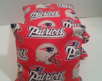 Cornhole Bags. Patriots Custom Cornhole Bags. Triple Stitched Corn Hole Bags. New England Decorative Cornhole Bags for Corn Hole Boards.