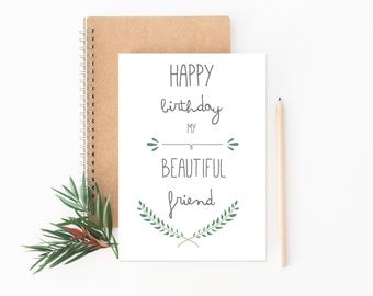 Best Friend Card // Happy Birthday Card // Friend Birthday Card // Greeting Card
