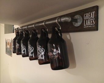 Rustic Industrial Growler Rack/Display/Storage/Organization – Perfect Gift for Craft Beer Lovers!! (Growlers NOT Included)
