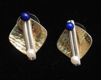 1980s Modern Contemporary Earrings Posts