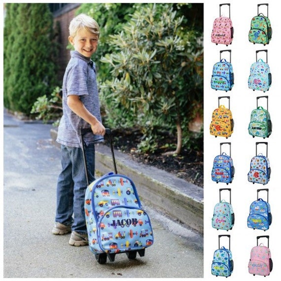 Items similar to Monogrammed Kids Rolling Luggage Duffle Bag Personalized Monogram Wildkin ...