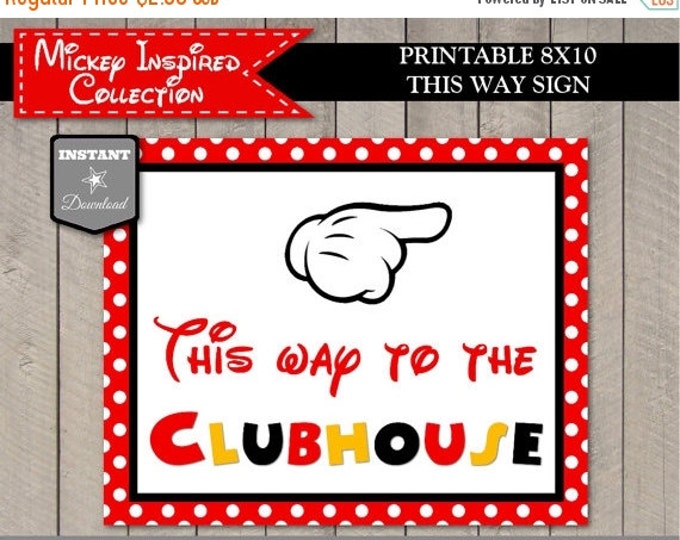 SALE INSTANT DOWNLOAD Mouse Hand This Way to the Clubhouse Sign / 8x10 Printable / Mouse Classic Collection / Item #1510
