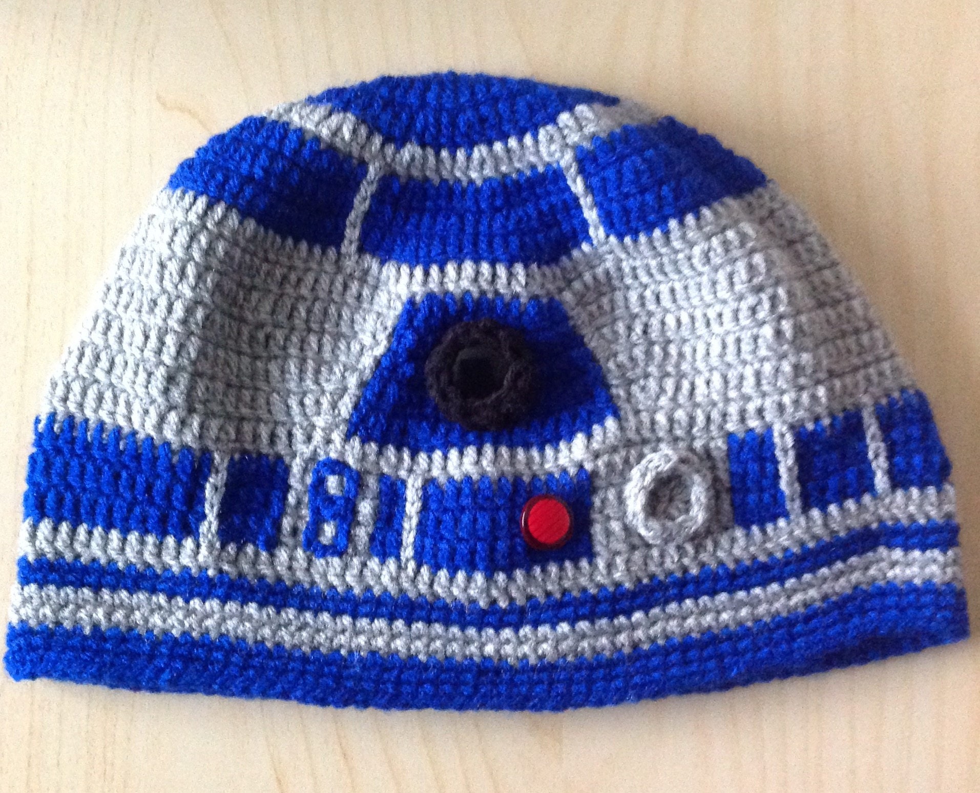 star wars R2D2 inspired crochet handmade beanie hat