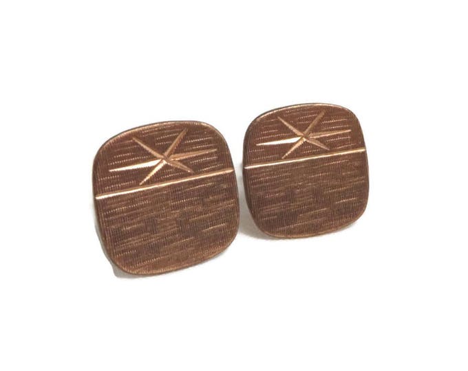 Vintage Cuff Links Copper Toned Cuff Links Square Etched Cufflinks Men's Suit Accessory Gift Idea