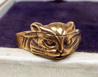 Gold cat ring | Etsy