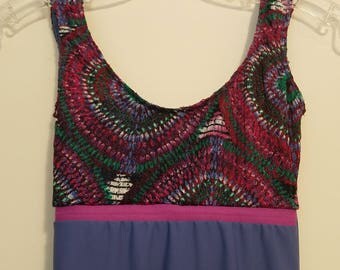 READY to SHIP - Tank leotard with Geometric Mesh Overlay