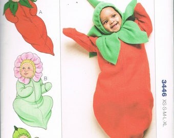 Easy Infants' Halloween Costume Sewing Pattern- Baby Bunting Costume Pattern - Chili Pepper Costume - Pea Pod Costume - Kwik Sew 3446