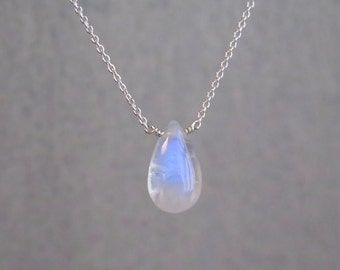 Moonstone Necklace - June Birthstone - Sterling Silver - Minimal