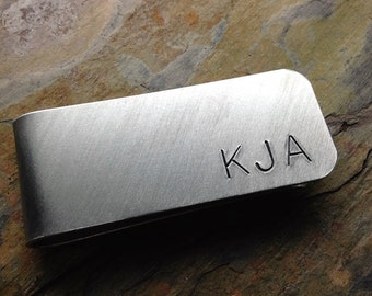 Hand Stamped Aluminum Personalized Money Clip - Groomsmen, Father's Day, Dad, Grandpa