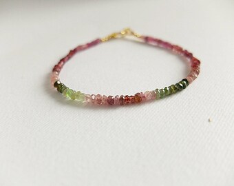 LUXENTER Bracciale Baim In Tormalina Multicolore Con Rifiniture In Oro Giallo 18 Carati