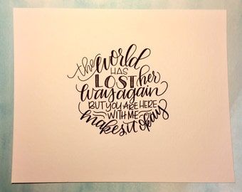 Hand lettered lyric art - Dave Matthews Band, DMB art