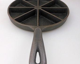 Wagner Cast Iron Divided Cornbread Pan Wagner Ware 1891 Made in USA Corn bread Wedge Bakeware Ovenware Cottage Farmhouse Cast Iron Skillet