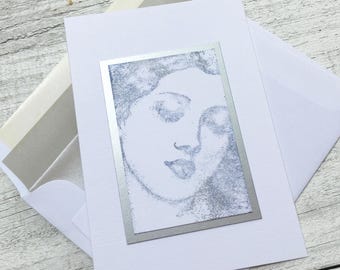 Women's Face Note Cards, Woman in thought Note Cards, Greeting Cards, Personalized Stationery, Thank You Cards, Greeting Cards, Set of 8
