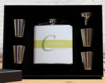 Maid of Honor Gift, Set of 2, Personalized Flasks