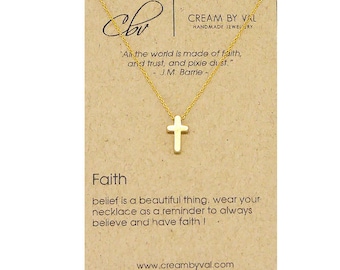 Faith Pendant Necklace-Dainty Gold Tiny Cross Christ Necklace Faith In God Inspiring Necklace Godchild Baptism Necklace Cross Necklace Women