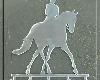 Dressage Horse in Half Pass Metal Art with Hooks