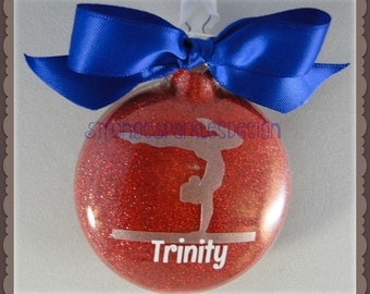 Personalized glass gymnastics girl Christmas ornament - Custom colors and name