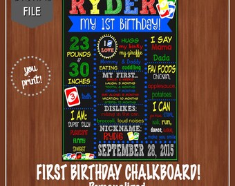 Uno Themed First Birthday Chalkboard - UNO - First Birthday Sign - Digital - Uno Birthday Party - First Birthday Chalkboard - Uno Sign