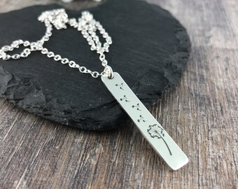 Dandelion Wish Sterling Silver Pendant Necklace, Make a wish, Wish on a dandelion