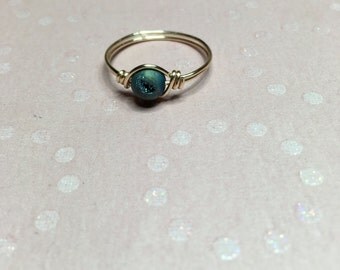 Peacock druzy ring