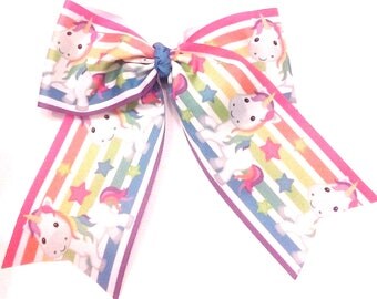 Unicorn Cheer Bow , Unicorn Hair Bow , Bright Unicorn Bow , Neon Unicorn Bow , Cheer Bow , Unicorn Pony Tail Bow , Rainbow Unicorn Bow