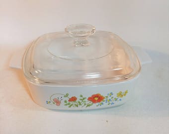 Vintage Corning Ware Wildflower Casserole Dish With Lid, A-1-B, 1 Quart