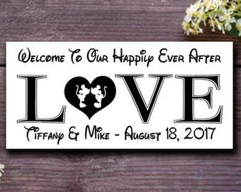 Disney Wedding Sign,Happily Ever After Wedding Gift,Disney Wedding Reception Sign,Disney Engagement Bridal Shower Gift, Disney Wedding Decor