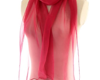 fuchsia pink scarf silk chiffon shawl fuchsia scarf hand dyed accessory spring scarf summer cochineal bright pink wedding shawl eco birthday