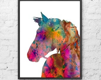 Horse Print, Watercolor Horse Art Print, Watercolor Animal Art, Painting Print Wall Art, Illustration Art - 301
