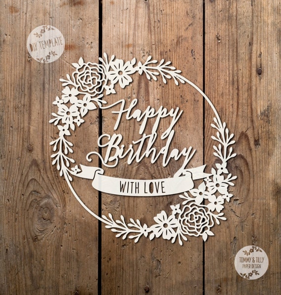 SVG / PDF Happy Birthday Greeting Card Design Papercutting