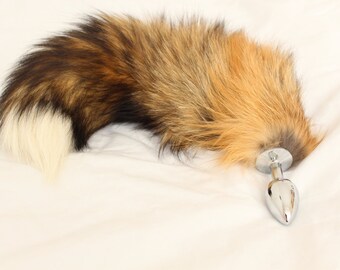 Genuine Fox Tail Fur Buttplug Plug Mature DDLG Petplay BDSM