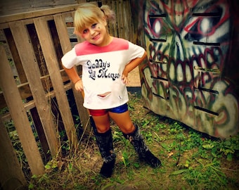 Suicide inspired Harley shorts and t shirt set kids Squad Lil miss Quinn