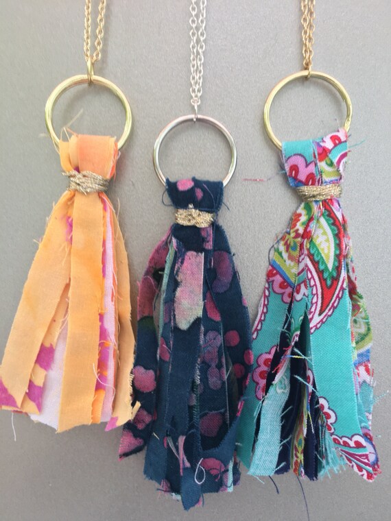 fabric tassel necklaces shabby chic boho style fabric tassel necklaces shabby chic boho style