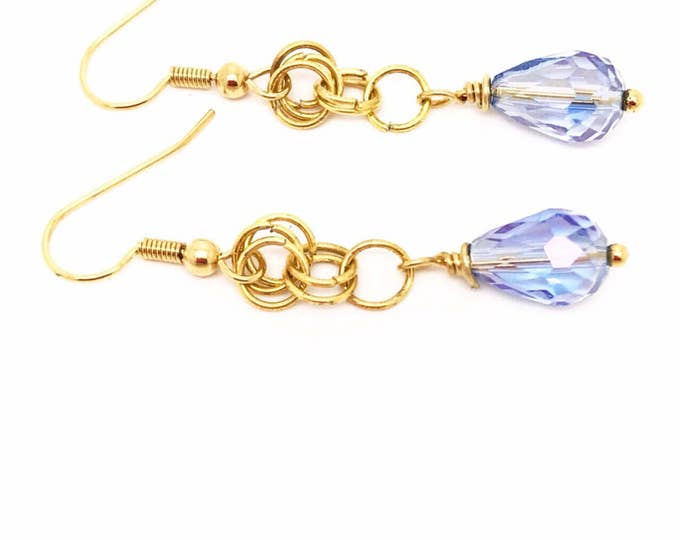 Light blue earrings, blue crystal earrings, blue preciosa earrings, blue earrings, light blue dangle, blue dangle, Sky Blue Earrings