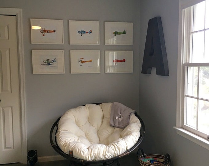 Vintage Airplane Print Aircraft Warercolor Poster Boy's art Airplane painting Aviation art Retro avia Baby boy nursery wall art