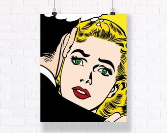 Green Eyes - Comic Book Poster. Customizable Pop Art Vector Illustration.