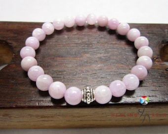 Kunzite Bracelet Lilac Gemstone Bracelet Madagascar Kunzite Crown Chakra Bracelet Lilac Kunzite Bracelet Anxiety Bracelet Kunzite Bracelet