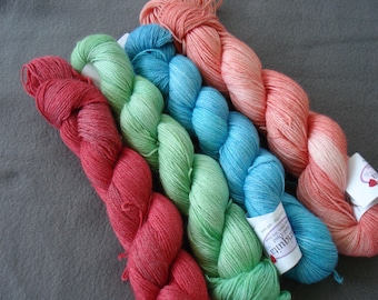 Hand Knitting Kit, DIY, Shawl Kit, Hand Dyed Hand Painted Baby Alpaca Yarn Tencel Yarn Blend, Mariquita by The Alpaca Yarn Co., Sport Weight