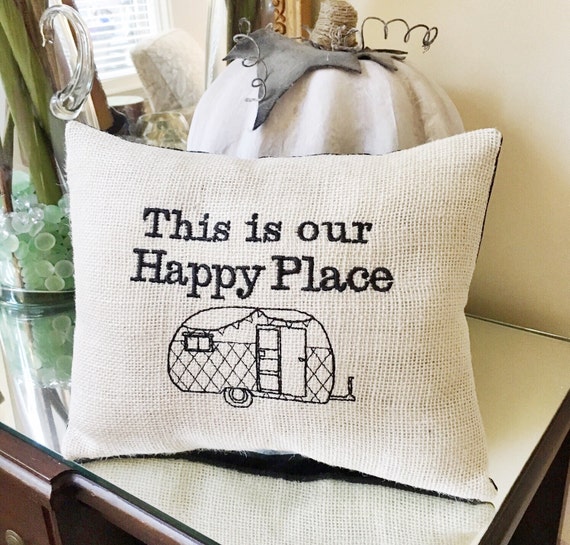 Camper Decor RV Throw Pillow This is Our Happy Place