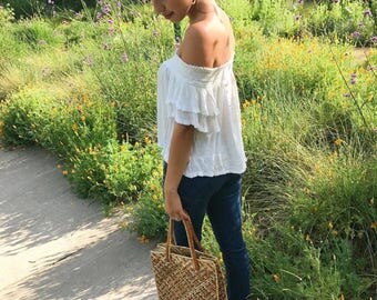 vintage woven bag/woven straw bag/woven market bag/woven handbag/boho bag/boho pirae/handmade straw bag/handmade bag/beach bag