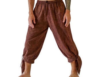 BUCCANEER PANTS Stonewashed BROWN - Steampunk, Pirate Pants, Harem Pants, Medieval Clothing, Renaissance Festival, Burning Man, Larp Costume