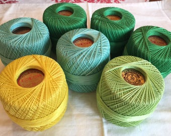 Vintage Cotton Clarks Multiple Colors Crochet Thread; 7 Balls; 30 weight