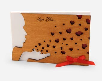 Love Cards For Him, Wood Greeting Card, Valentines Day, 5 Year Anniversary For Him, 5th anniversary gift for him, Anniversary Gifts For Men